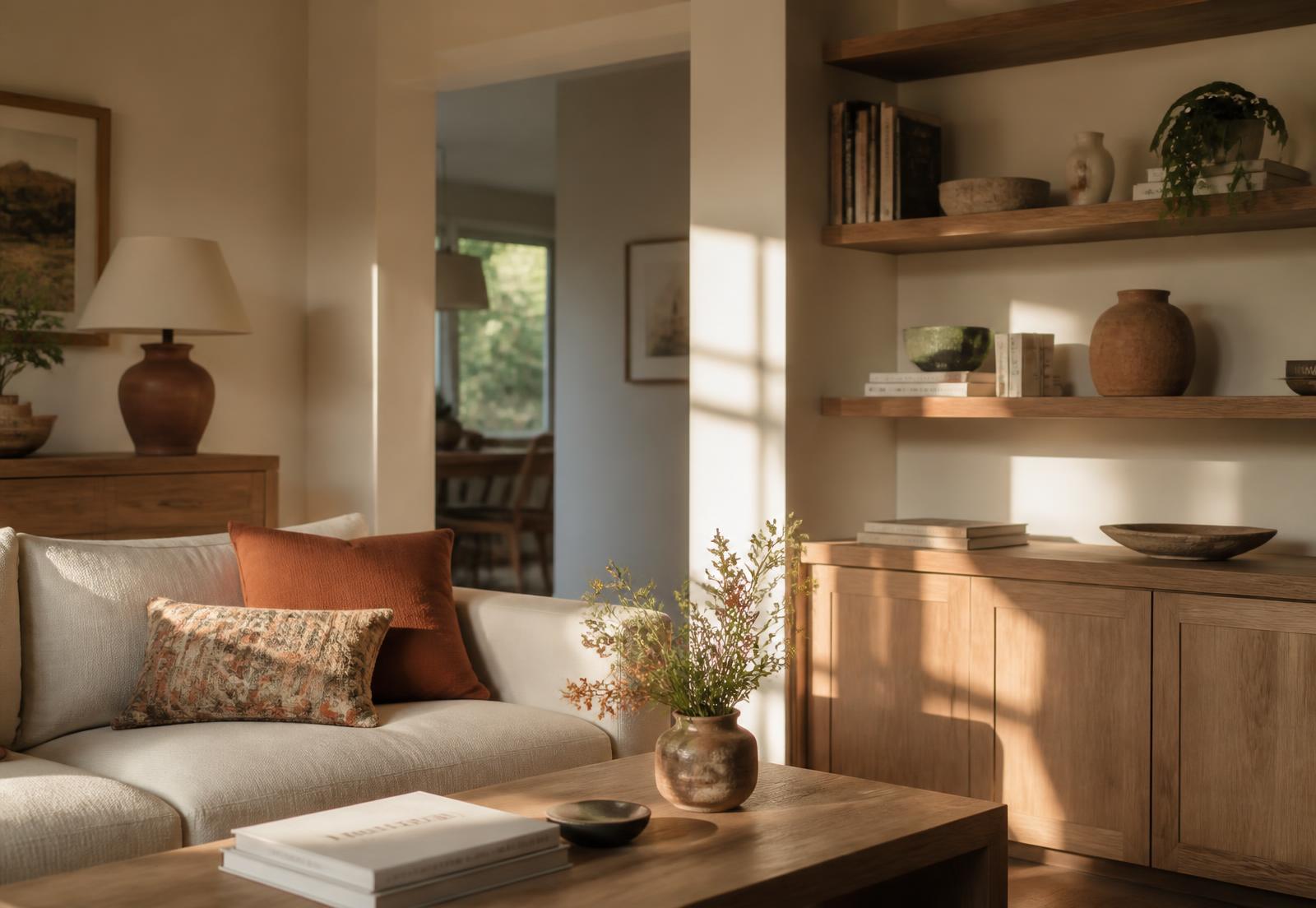 A calm, well-kept living room